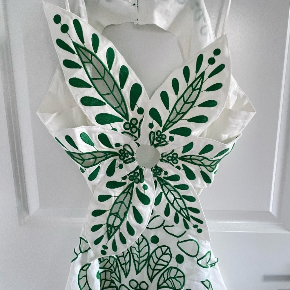 Anthropologie Farm Rio Flower Richelieu Linen Midi Dress - Picture 8 of 9